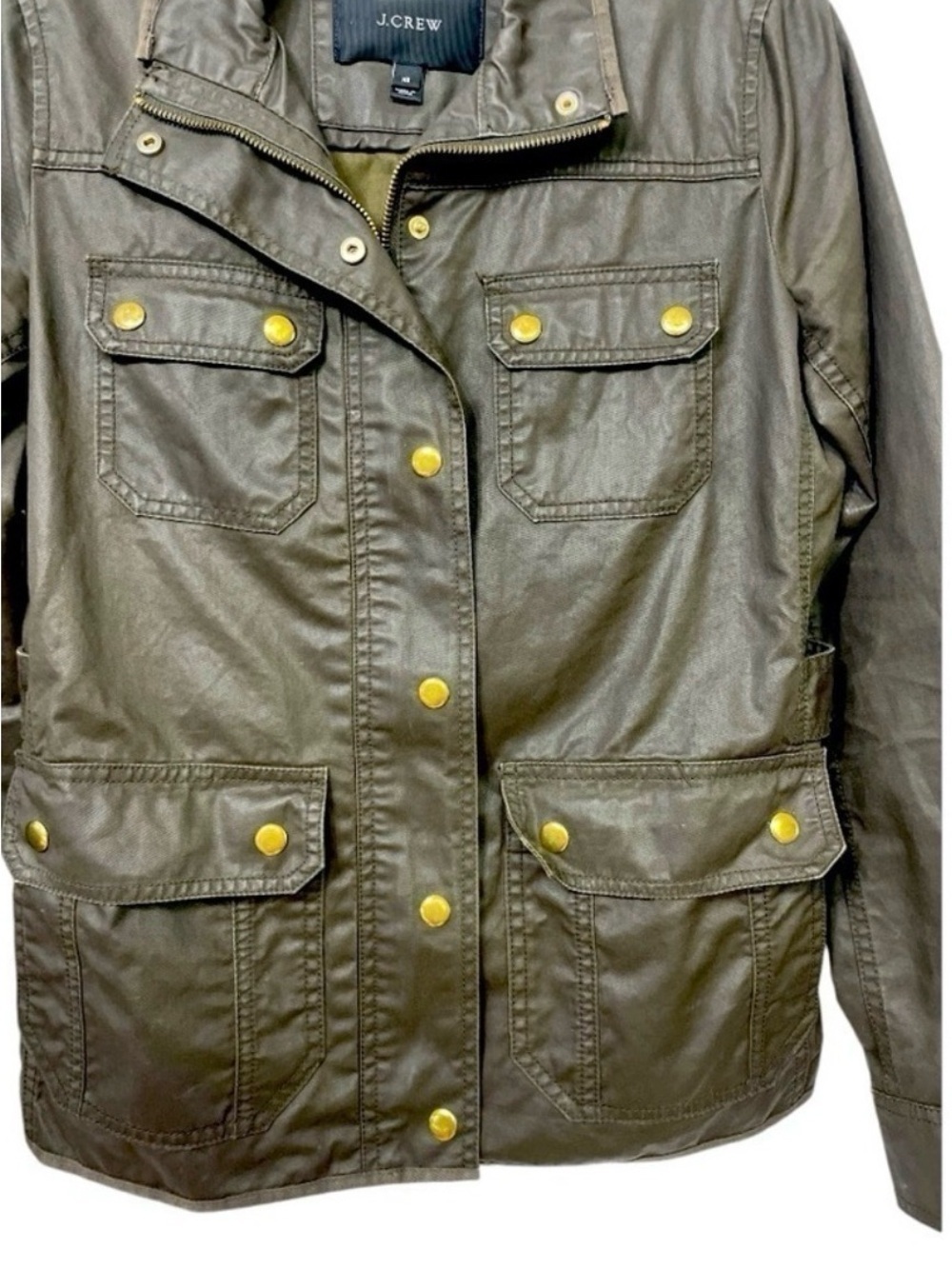 Womens J Crew Army Green Downtown
Waxed Military Style Field Jacket Sz XS - Picture 8 of 16